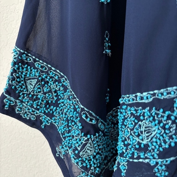 Sundance Beaded Embroidered Handkerchief Hemline Boho Artsy Tunic Tank Blouse - Picture 5 of 10